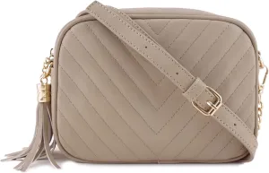 Simple Shoulder Crossbody Bag With Metal Chain Strap And Tassel Top Zipper