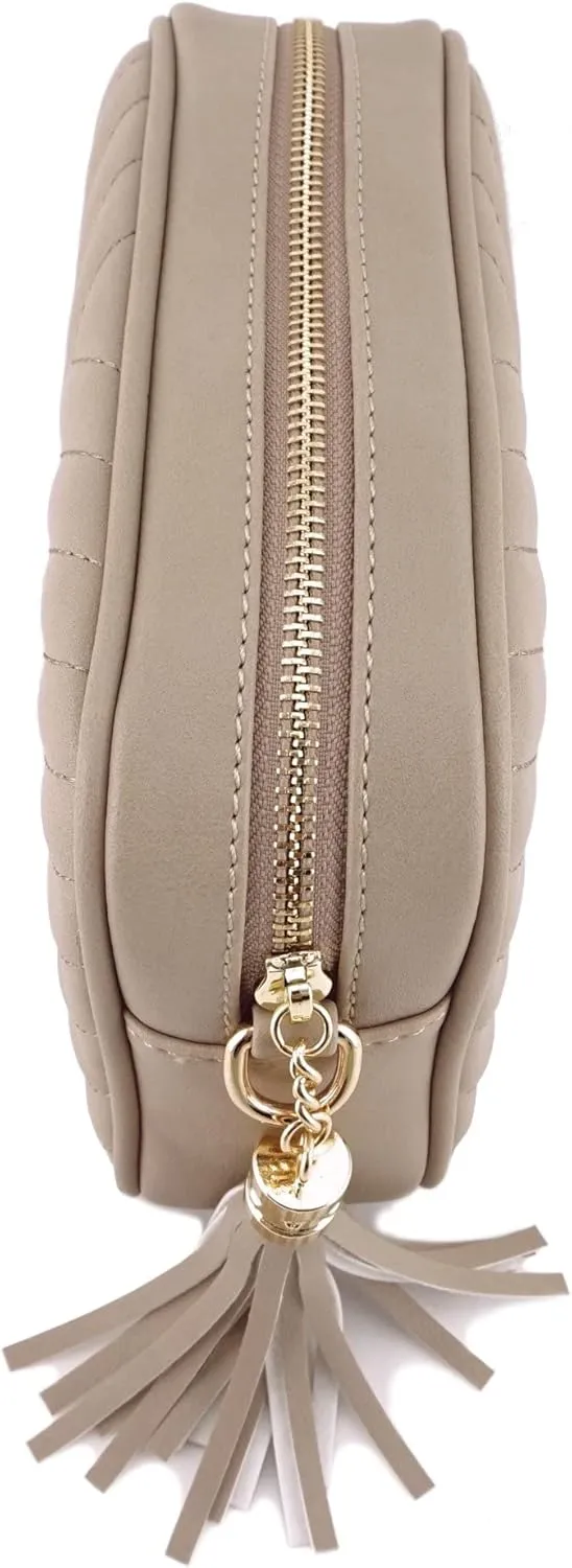 Simple Shoulder Crossbody Bag With Metal Chain Strap And Tassel Top Zipper