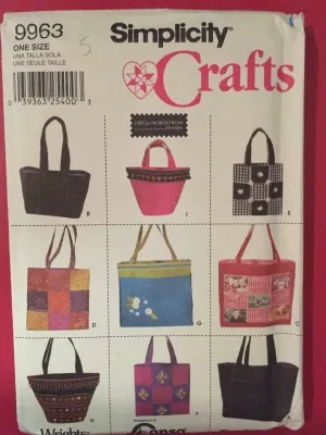 Simplicity Crafts 9 Handbags, Purses, Tote, Beach Bags - Sewing Pattern - One Size - White