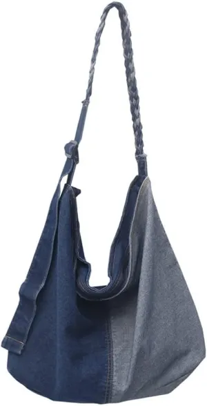 Single color Denim Canvas Handbag Cross Body Shoulder Purse Bag Tote-Handbag for Women