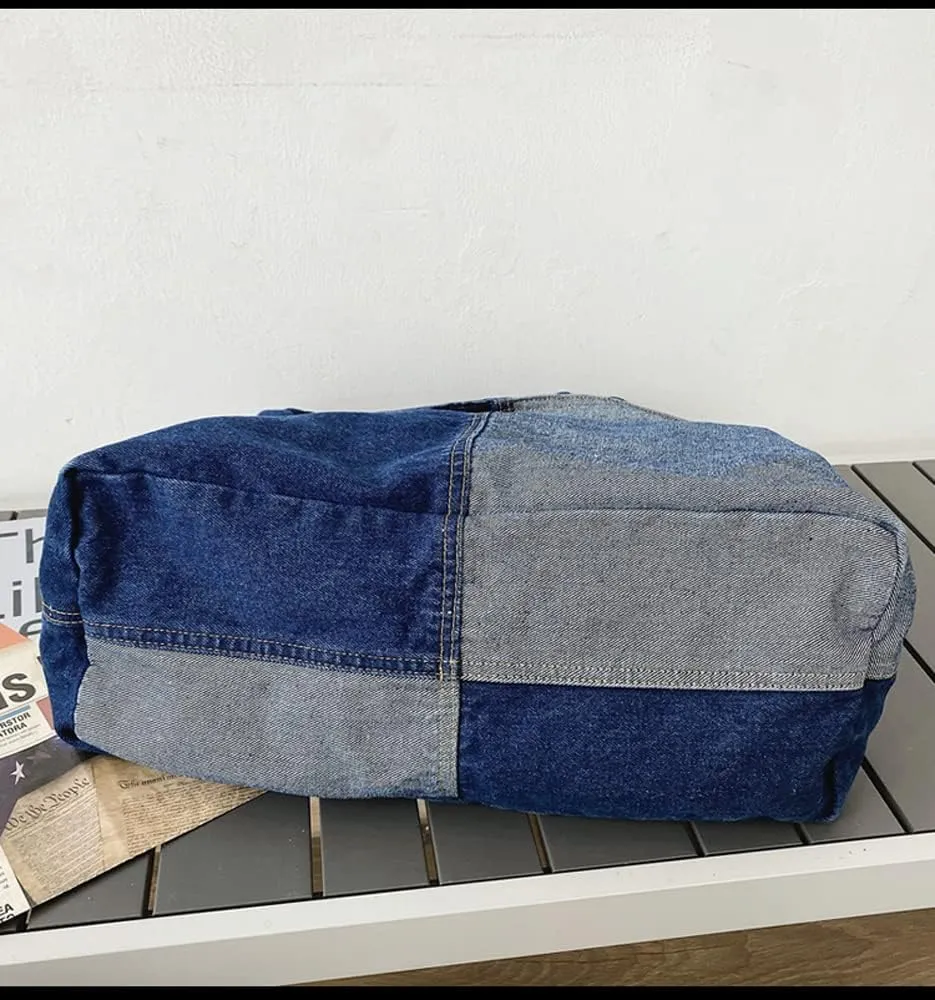 Single color Denim Canvas Handbag Cross Body Shoulder Purse Bag Tote-Handbag for Women