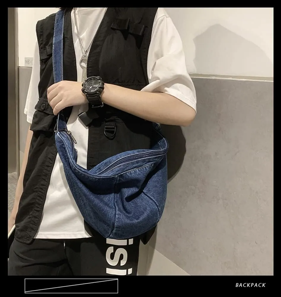 Single color Denim Canvas Handbag Cross Body Shoulder Purse Bag Tote-Handbag for Women