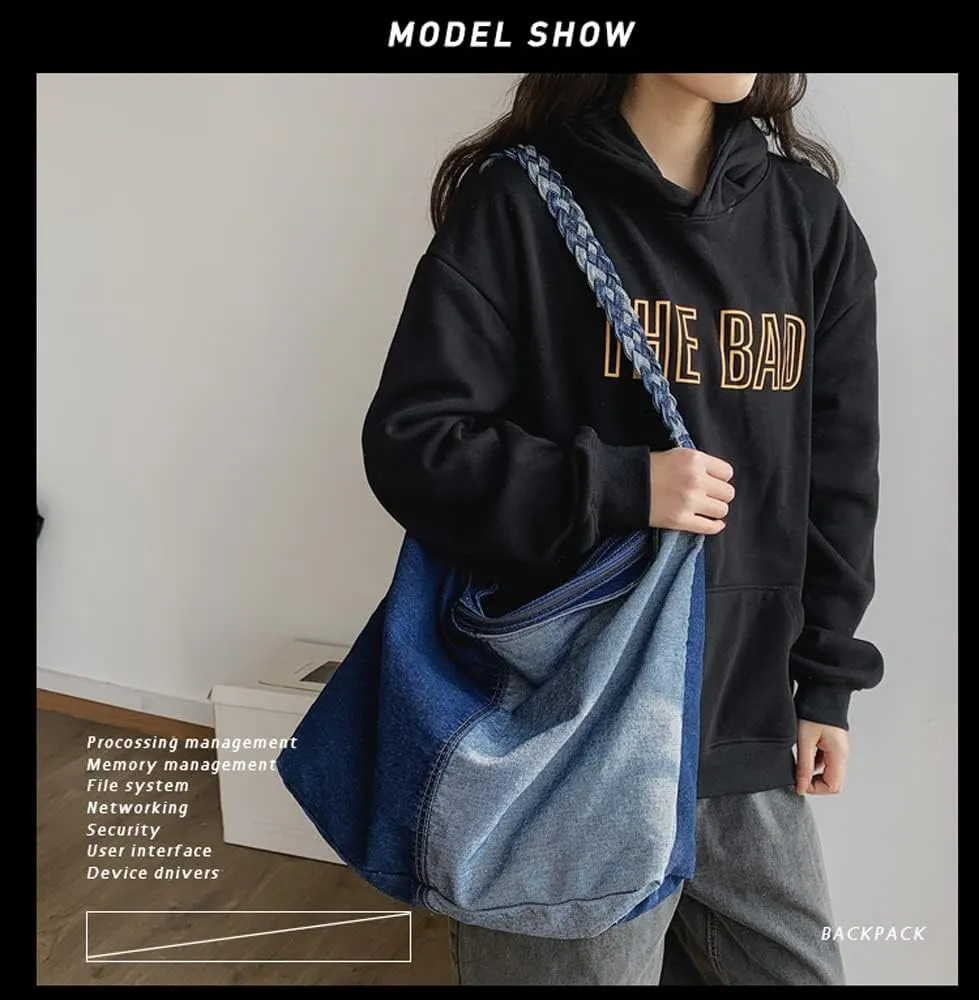 Single color Denim Canvas Handbag Cross Body Shoulder Purse Bag Tote-Handbag for Women