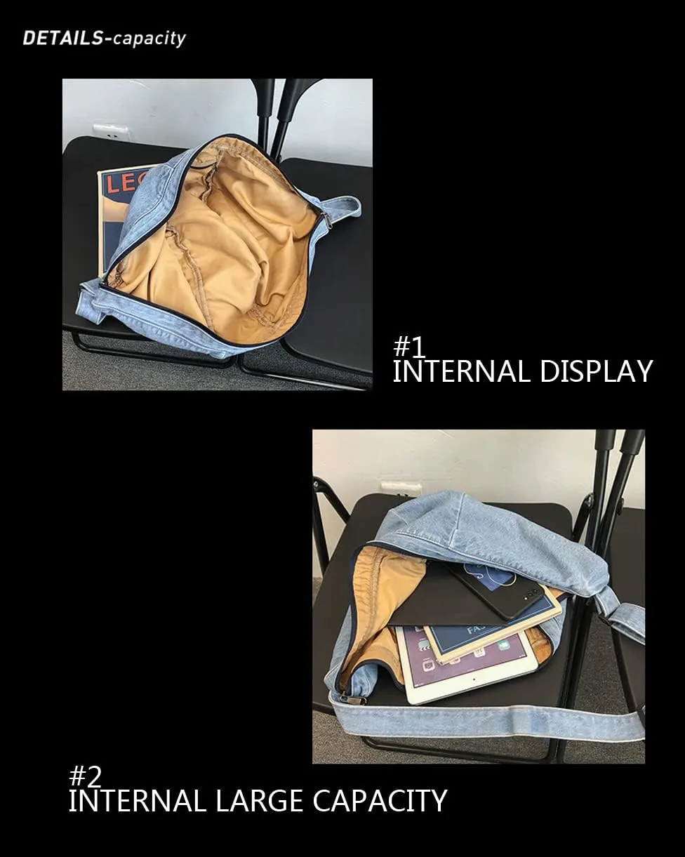 Single color Denim Canvas Handbag Cross Body Shoulder Purse Bag Tote-Handbag for Women
