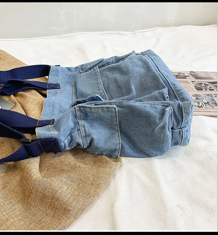 Single color Denim Canvas Handbag Cross Body Shoulder Purse Bag Tote-Handbag for Women