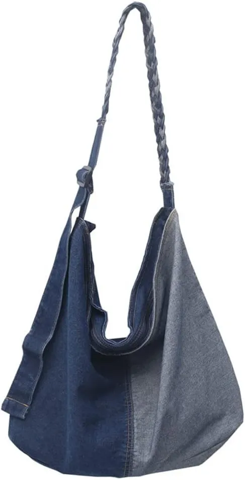 Single color Denim Canvas Handbag Cross Body Shoulder Purse Bag Tote-Handbag for Women