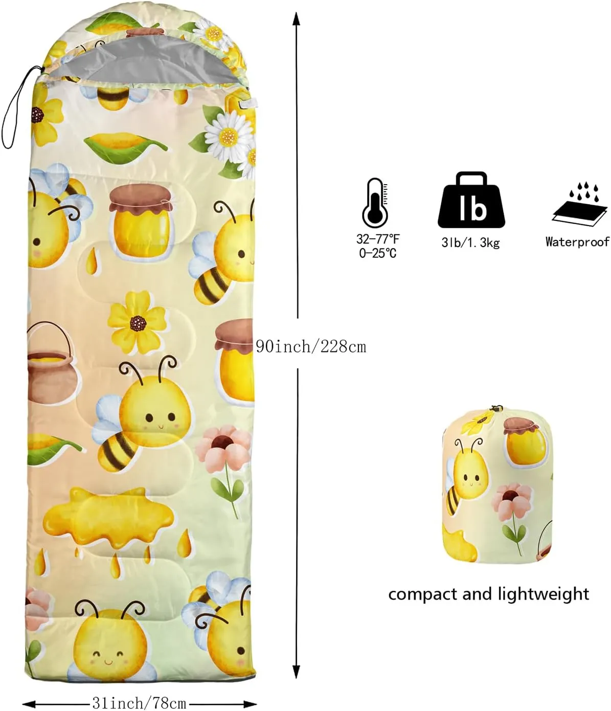 Sleeping Bags for Adults Kids,Backpacking Camping Sleeping Bag for Girls Boys Lightweight Waterproof Cold/Warm Weather Sleeping Bag for All Season