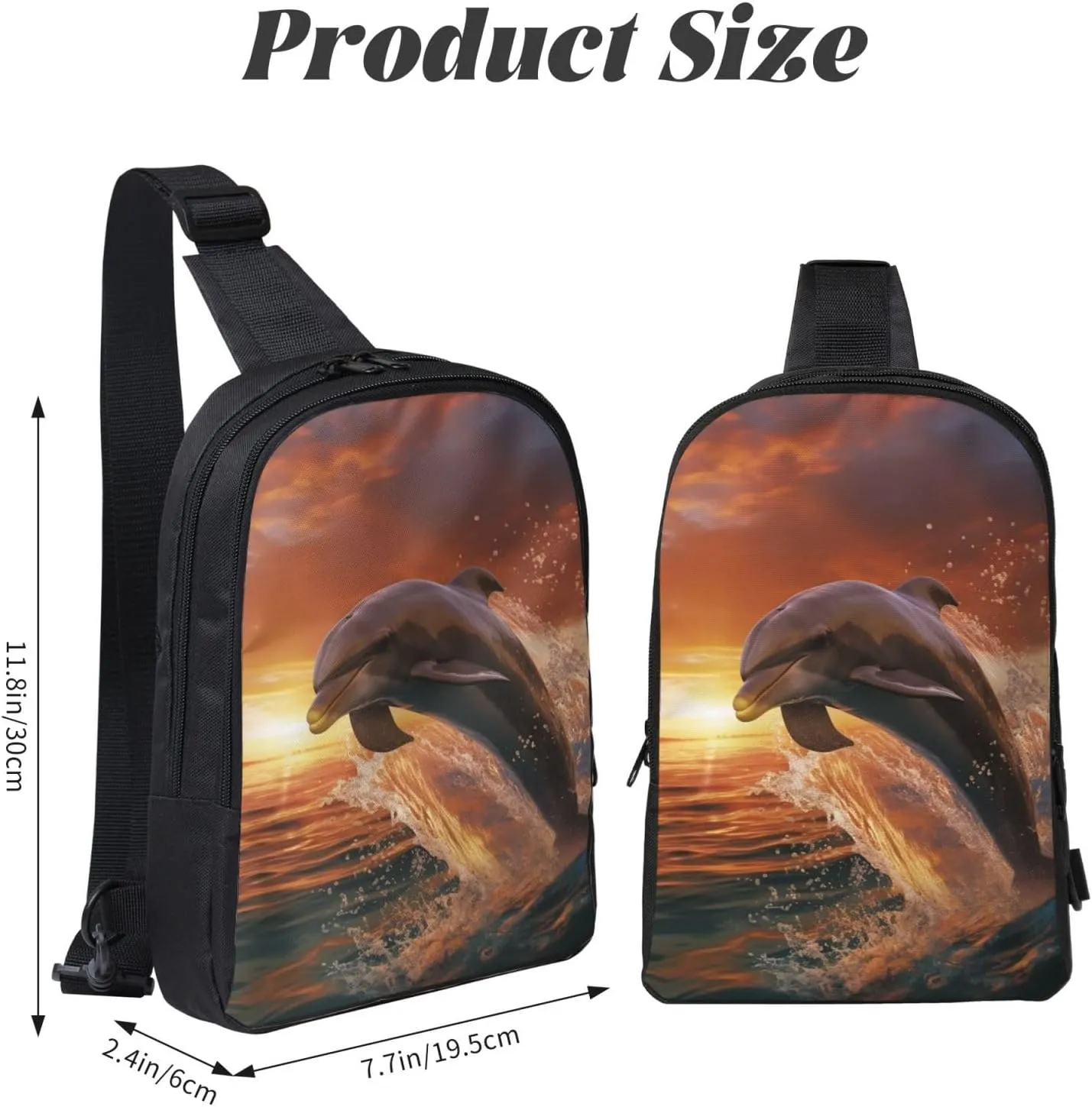 Sling Backpack Crossbody Sling Bag for Men Women Cross Chest Bag Dolphin Leaps into the Sea Shoulder Bag Travel Hiking Daypack