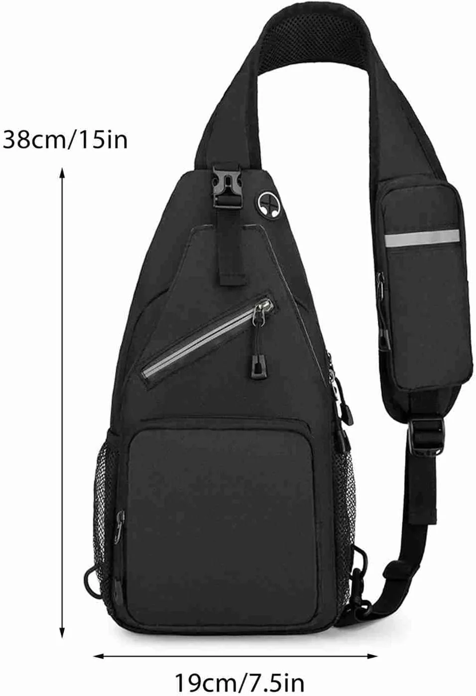 Sling Backpack Crossbody Sling Bag,Cross Body Bag for Outdoors Hiking Traveling (Black)
