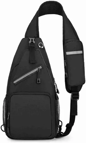 Sling Backpack Crossbody Sling Bag,Cross Body Bag for Outdoors Hiking Traveling (Black)