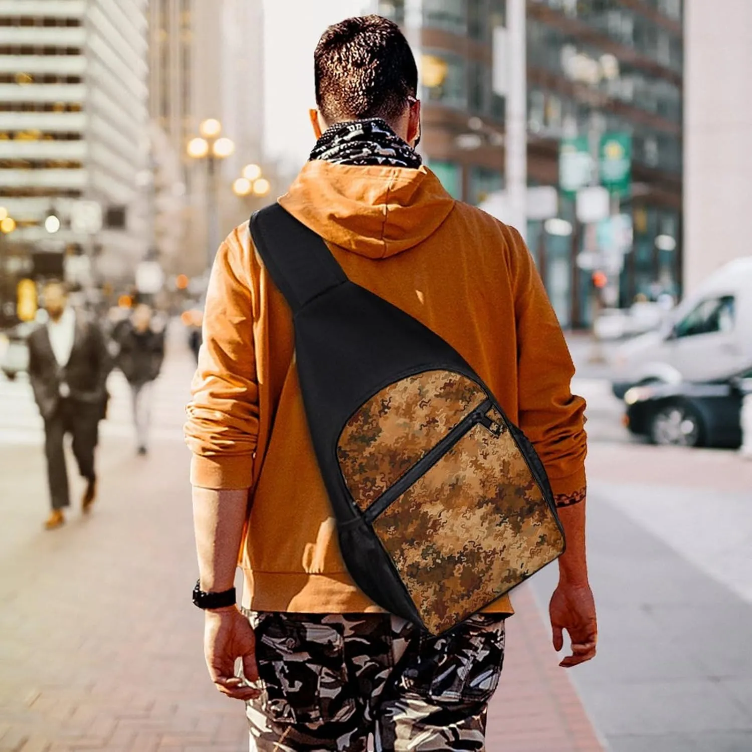 Sling Backpack for Women Men Crossbody Chest Bag Travel Camouflage Pattern Daypack Shoulder Bag for Hiking