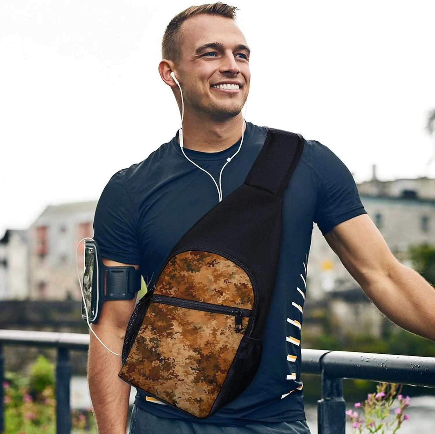 Sling Backpack for Women Men Crossbody Chest Bag Travel Camouflage Pattern Daypack Shoulder Bag for Hiking