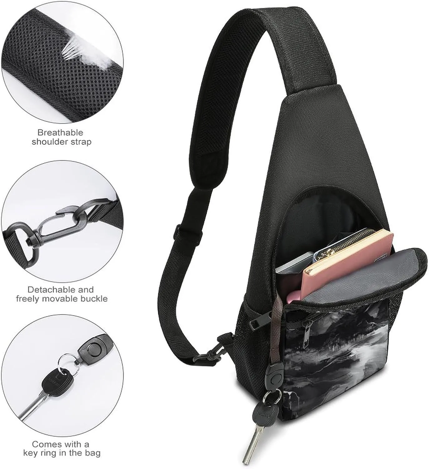 Sling Backpack for Women Men Crossbody Chest Bag Travel Landscape And Mountains Daypack Shoulder Bag for Hiking