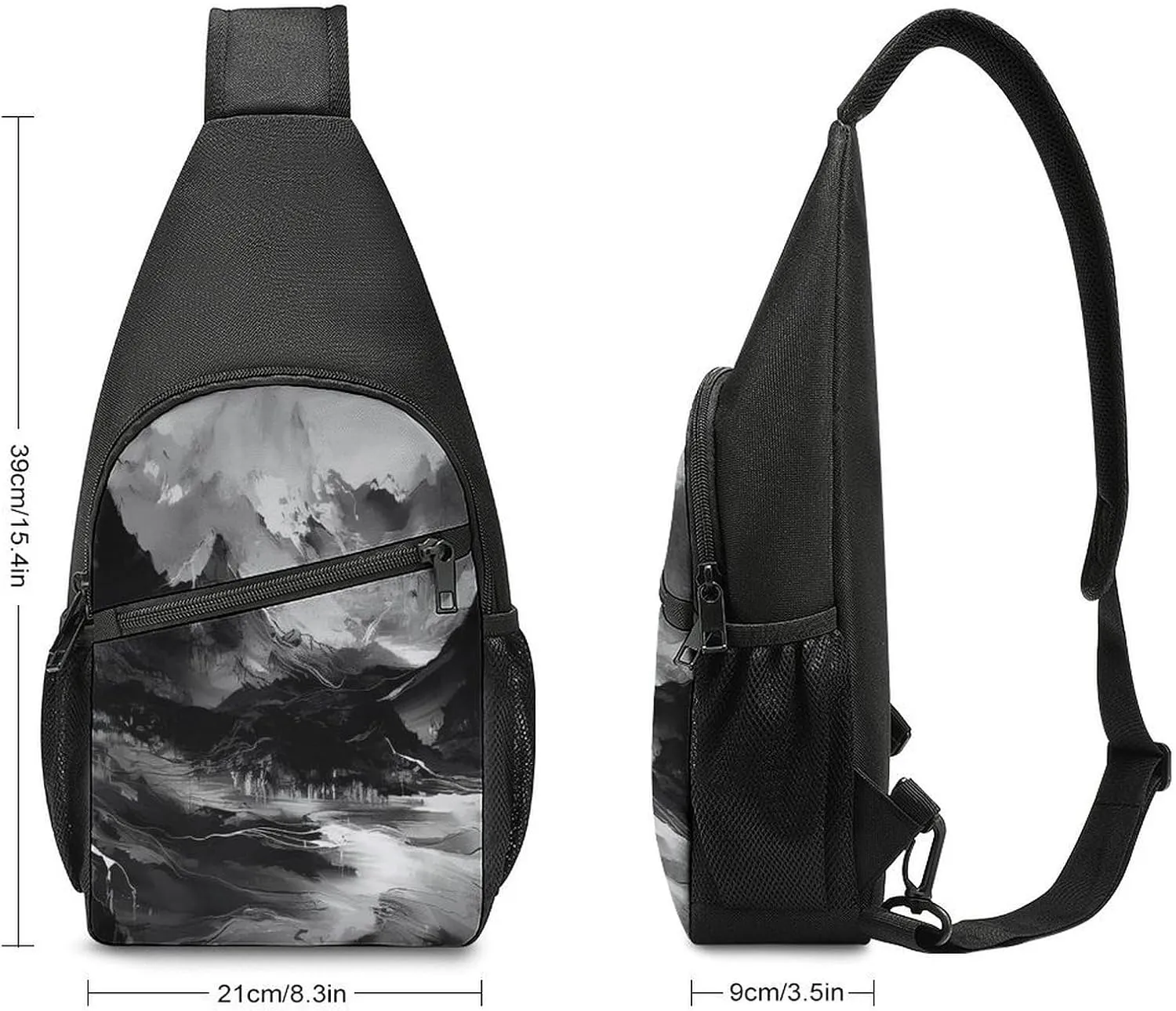 Sling Backpack for Women Men Crossbody Chest Bag Travel Landscape And Mountains Daypack Shoulder Bag for Hiking