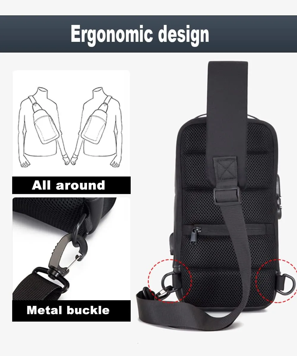 Sling Backpack USB Anti-Theft Waterproof Chest Daypack Casual Shoulder Bag (Camouflage)