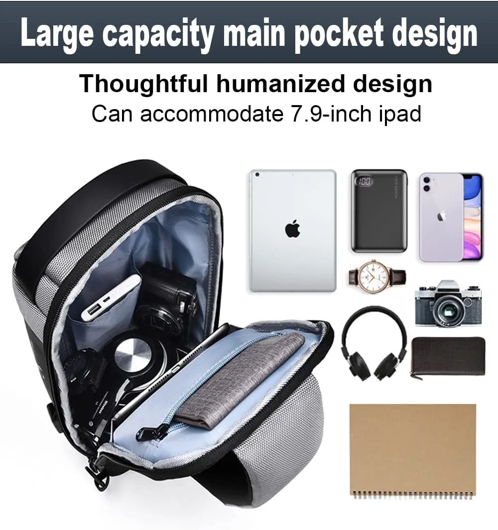 Sling Backpack USB Anti-Theft Waterproof Chest Daypack Casual Shoulder Bag (Camouflage)