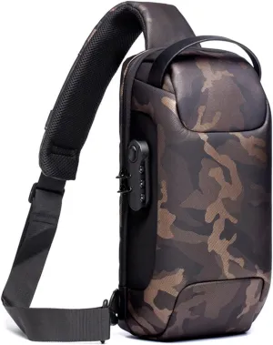Sling Backpack USB Anti-Theft Waterproof Chest Daypack Casual Shoulder Bag (Camouflage)