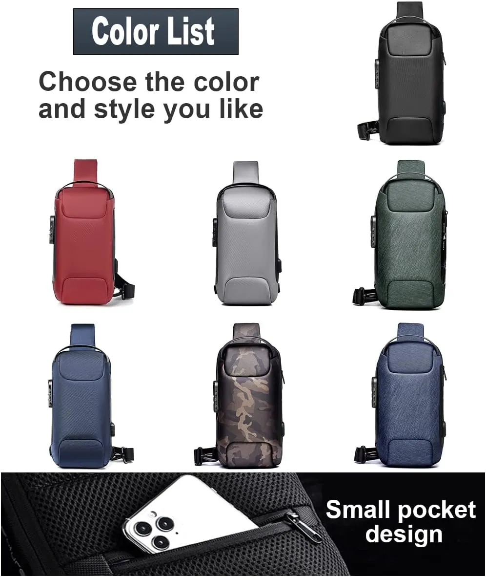Sling Backpack USB Anti-Theft Waterproof Chest Daypack Casual Shoulder Bag (Camouflage)