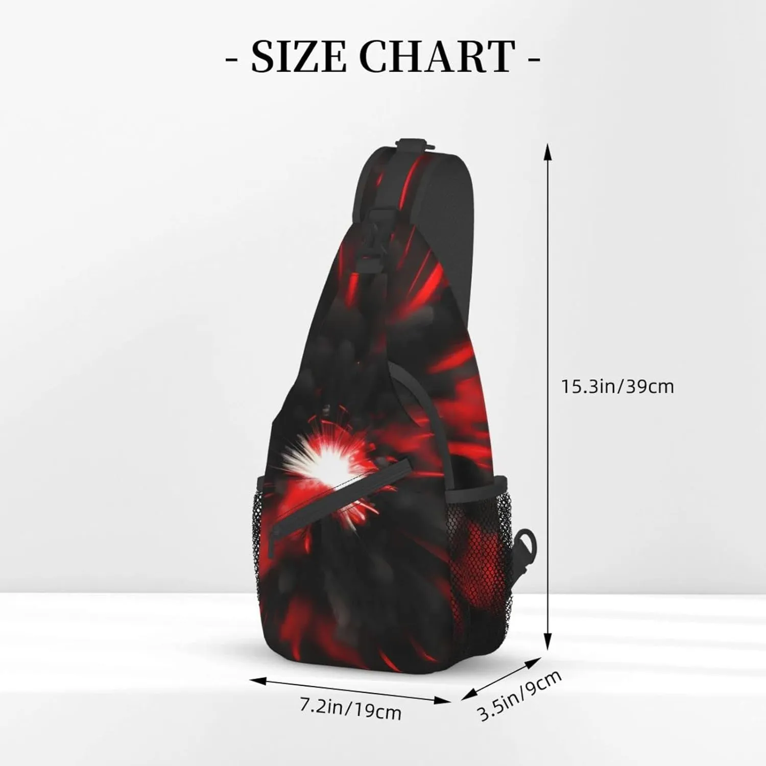 Sling Backpack,Men Cross Chest Bag Diagonally,Durable Adjustable Outdoor Cycling Travel Bag,Explosion Burst Red Black Print