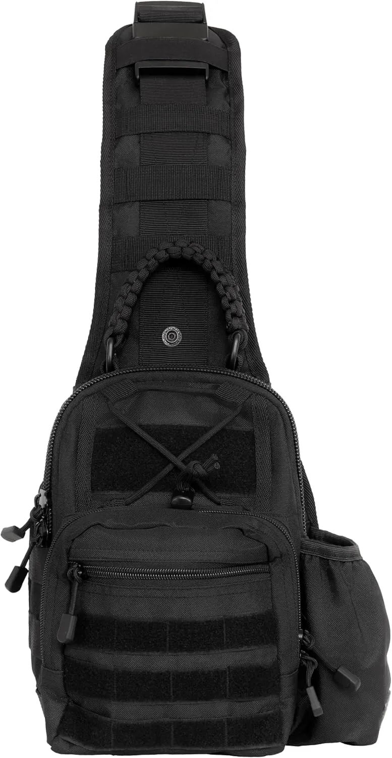 Sling Bag for Men - Lightweight & Compact EDC Gear Bag for Travel, Range, Hiking, Outdoor Sports - Weatherproof and Durable Nylon Crossbody Range Bag Day Pack - Black CCW Sling Bag