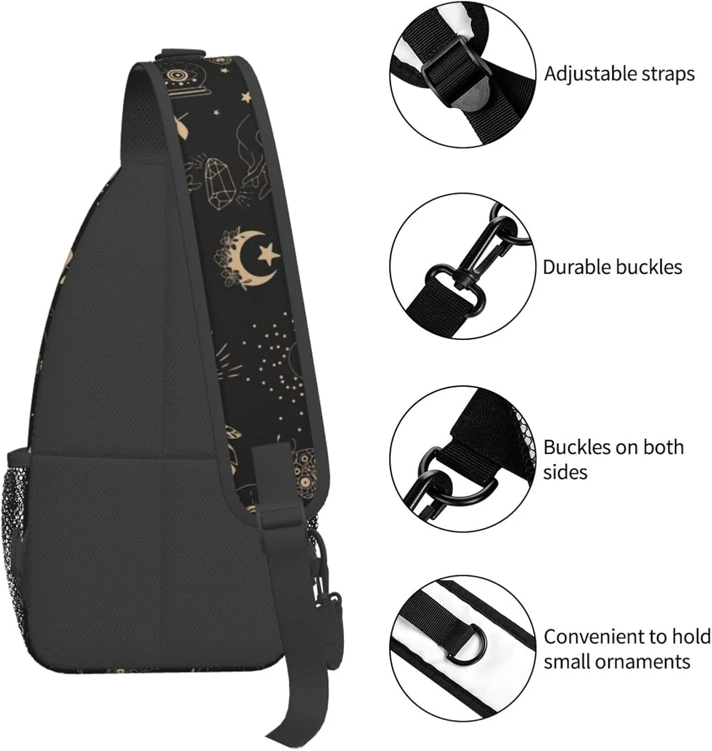 Sling Bag for Men Women Boho Magic Tarot Witch Crossbody Backpack Casual Hiking Daypack for Travel Sport Running Chest Bag