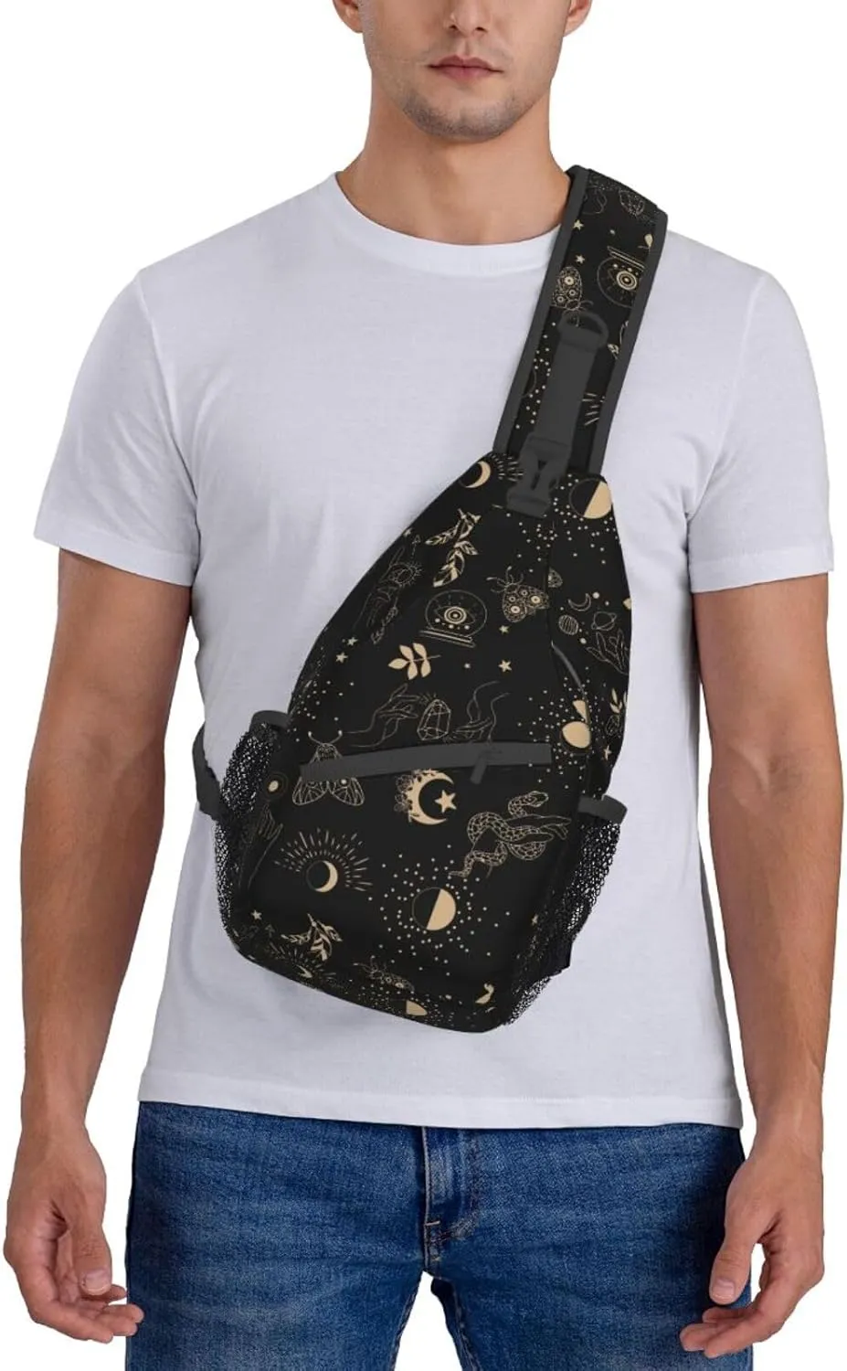 Sling Bag for Men Women Boho Magic Tarot Witch Crossbody Backpack Casual Hiking Daypack for Travel Sport Running Chest Bag