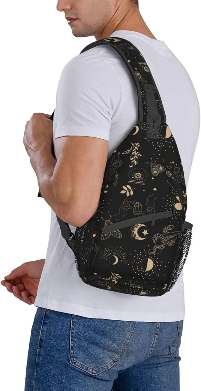 Sling Bag for Men Women Boho Magic Tarot Witch Crossbody Backpack Casual Hiking Daypack for Travel Sport Running Chest Bag
