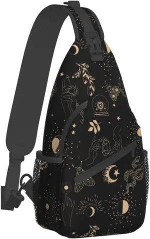 Sling Bag for Men Women Boho Magic Tarot Witch Crossbody Backpack Casual Hiking Daypack for Travel Sport Running Chest Bag