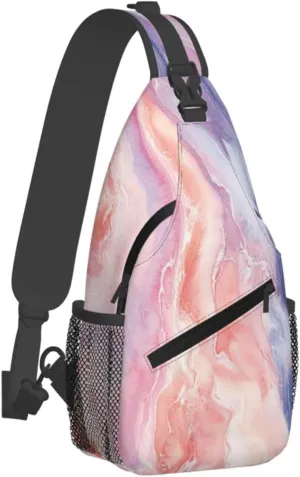Sling Bag for Men Women Marble Liquid Abstract Crossbody Backpack Casual Hiking Daypack for Travel Sport Running Chest Bag