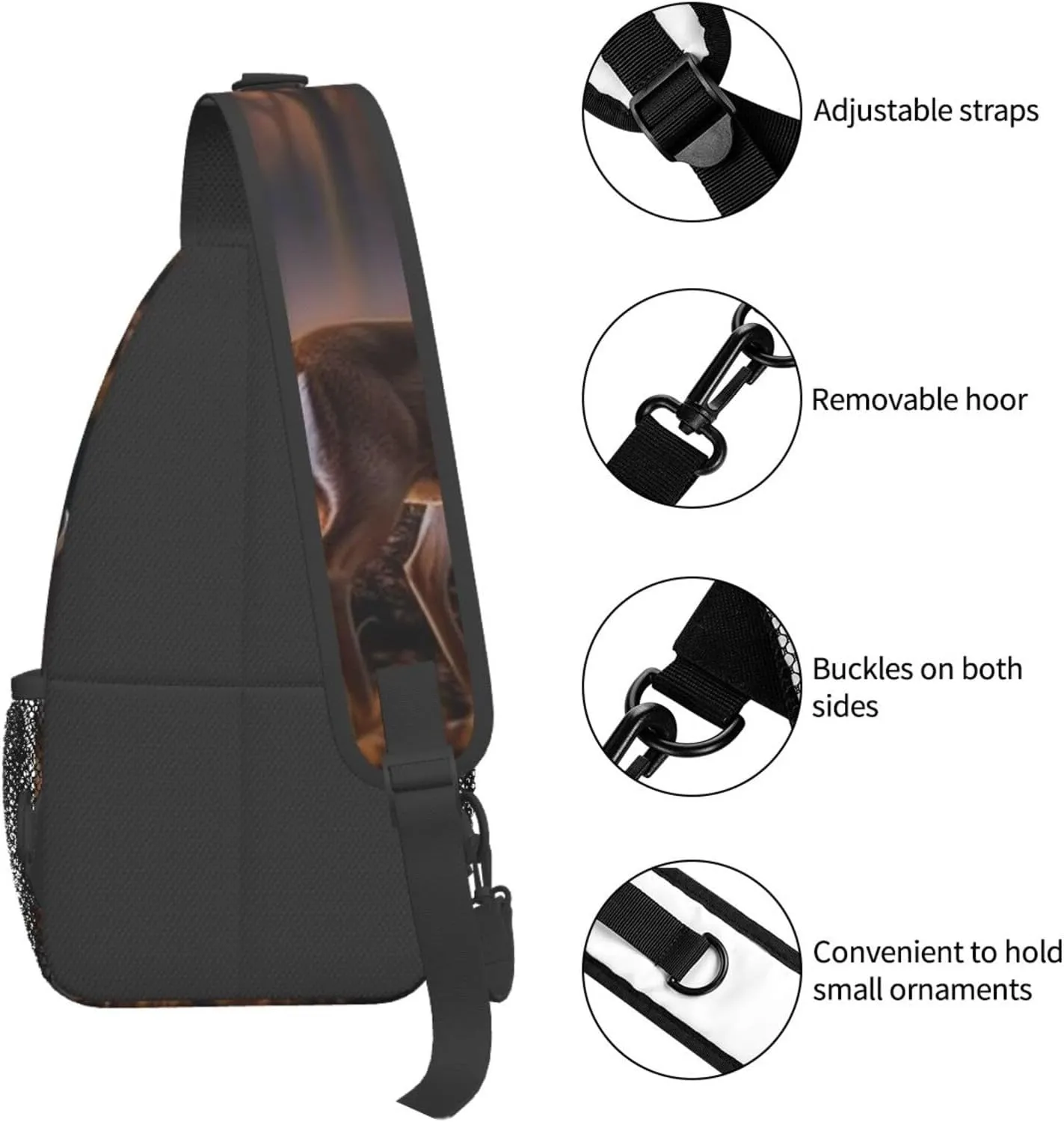Sling Bag for Women Men Crossbody Bag Small Sling Backpack Nature wild Animal Deers Chest Bag Hiking Daypack
