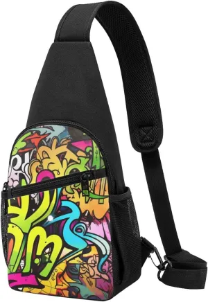 Sling Bag for Women Men Crossbody Shoulder Bag Graffiti Drawing Chest Bag Small Sling Backpack Daypack Fanny Packs