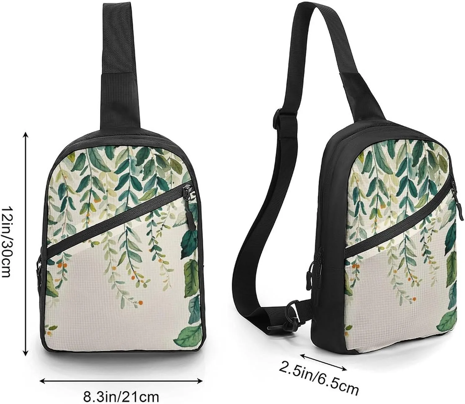 Sling Bag for Women Men Daypack Elegant Spring Foliage Chest Bag Crossbody Backpack for Hiking Travel
