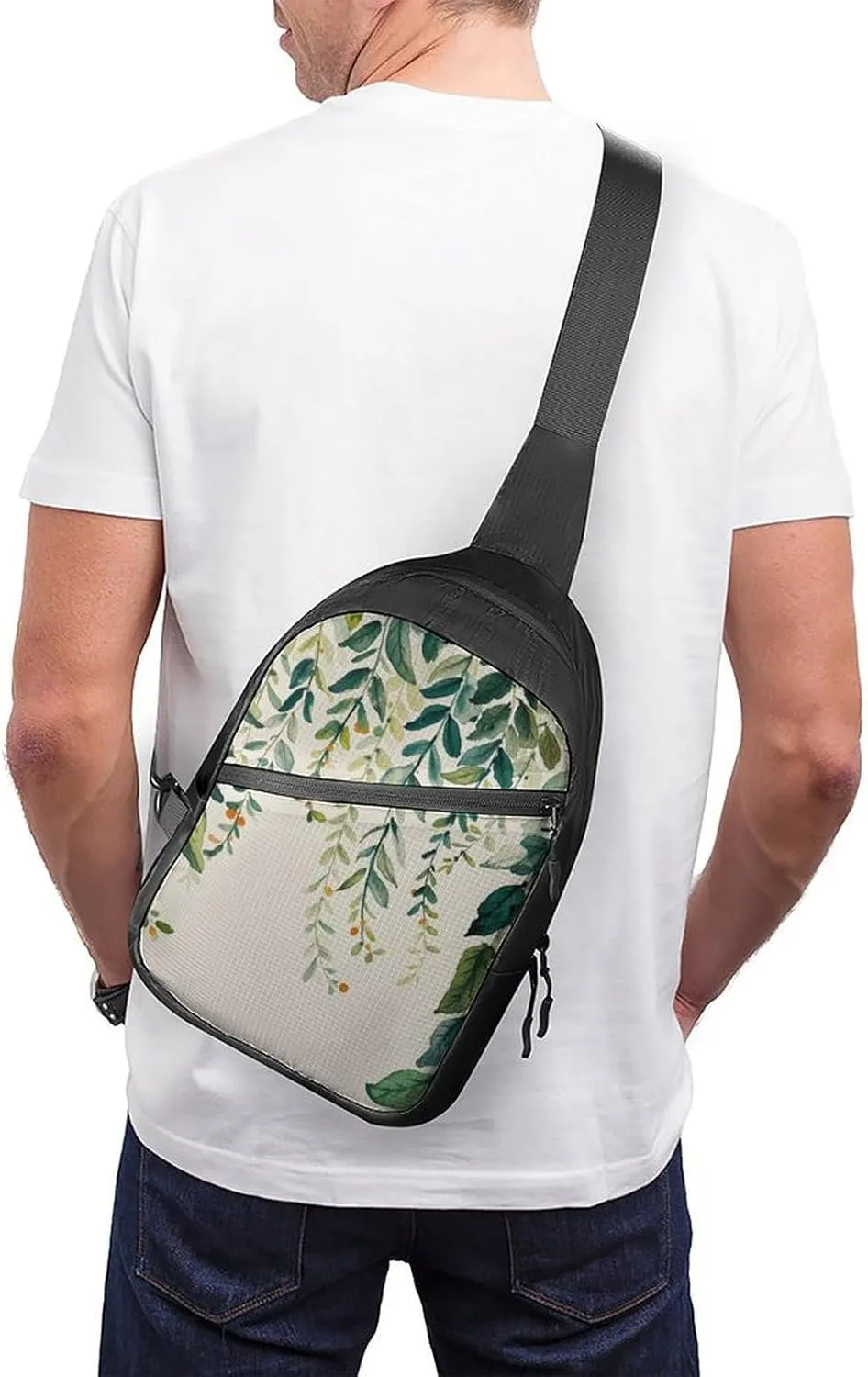 Sling Bag for Women Men Daypack Elegant Spring Foliage Chest Bag Crossbody Backpack for Hiking Travel