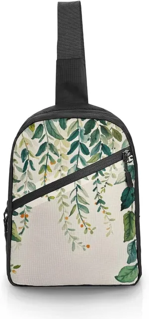 Sling Bag for Women Men Daypack Elegant Spring Foliage Chest Bag Crossbody Backpack for Hiking Travel