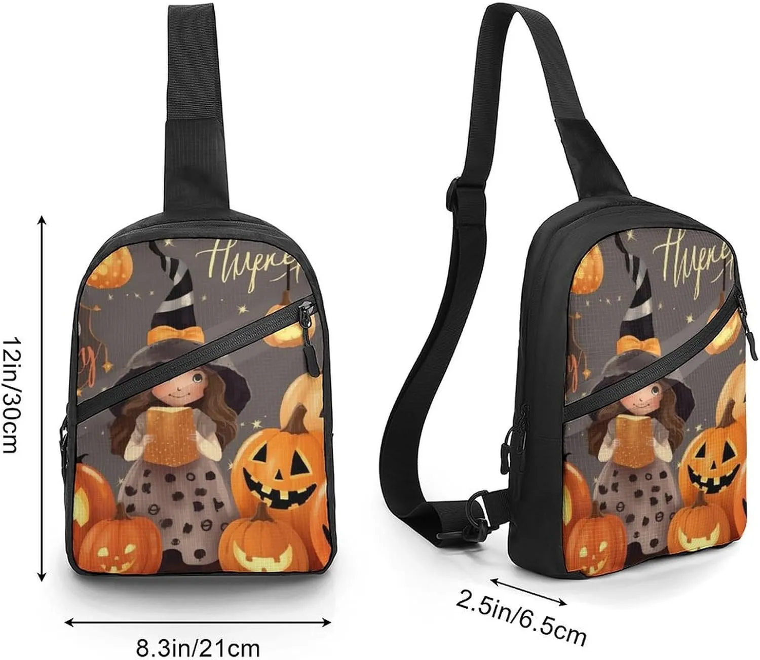 Sling Bag for Women Men Daypack Happy Halloween Day Trick Or Treat Chest Bag Crossbody Backpack for Hiking Travel