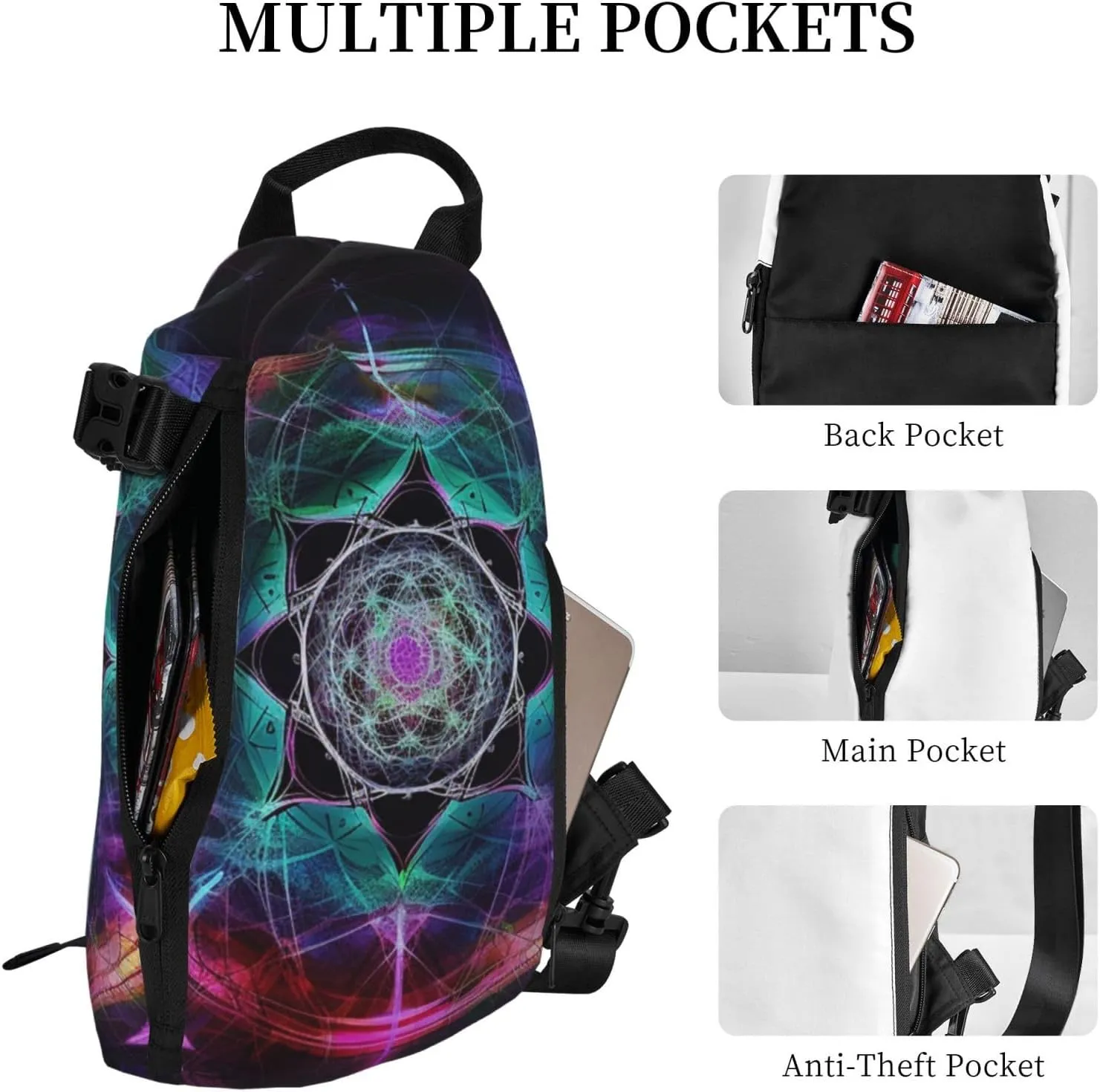 Sling Bag for Women Men Shoulder Bag Autumn Pumpkins Chest Bag Travel Fanny Pack Lightweight Casual Daypack, Art Colorful, One Size