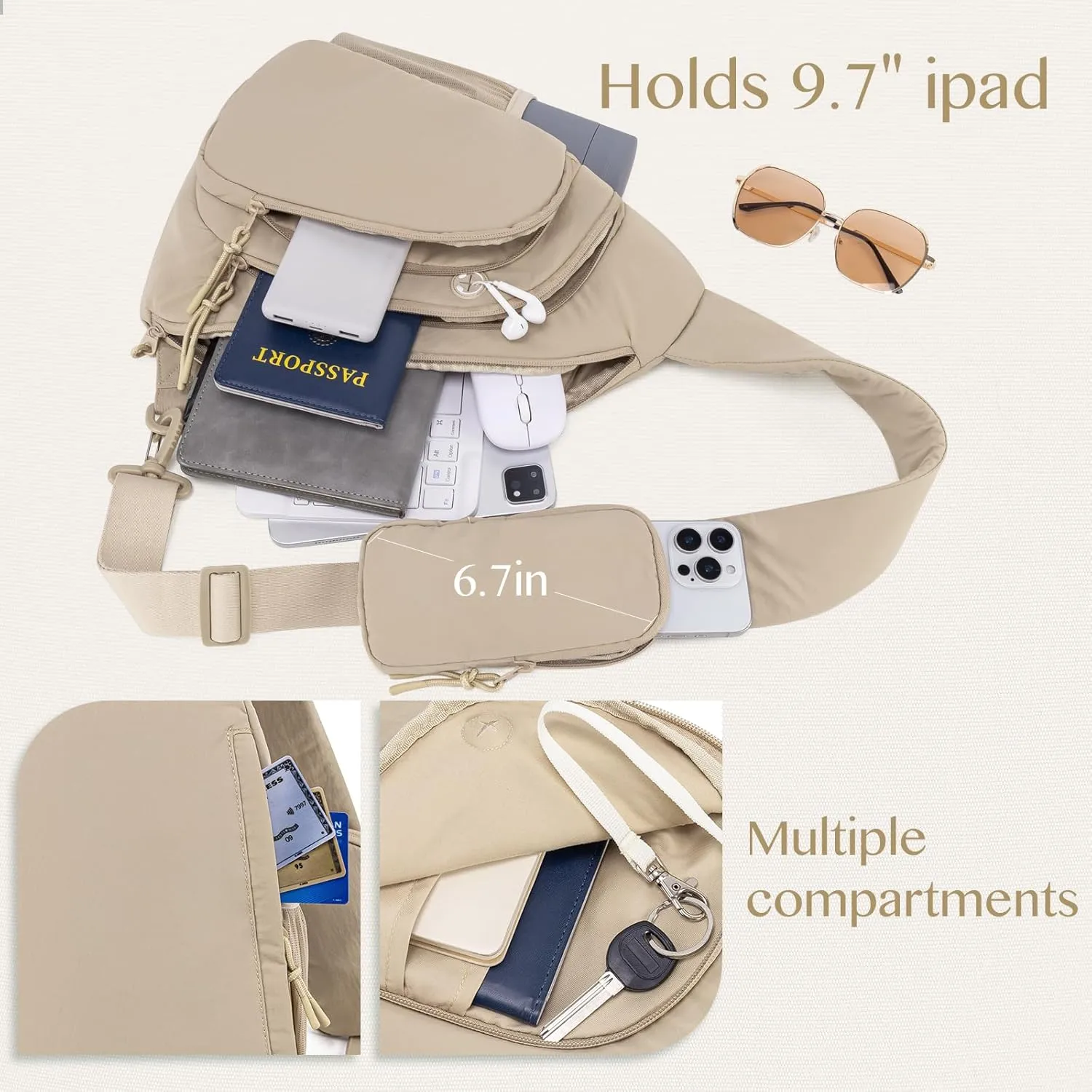 Sling Bag Nylon Crossbody Purse Adjustable Strap Shoulder Anti Theft Crossbody Bags for Women Travel