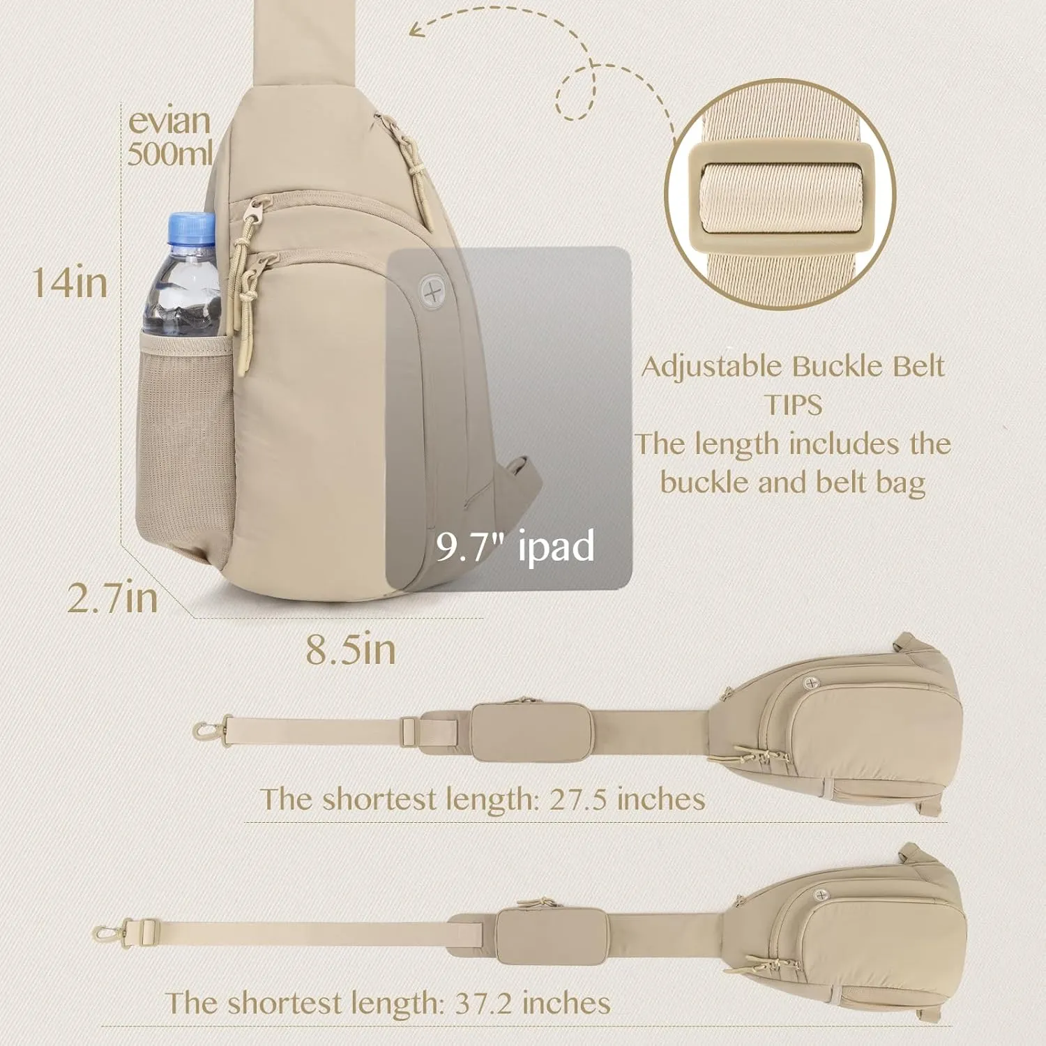 Sling Bag Nylon Crossbody Purse Adjustable Strap Shoulder Anti Theft Crossbody Bags for Women Travel