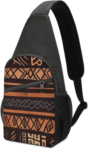Sling Bags African Mud Cloth Tribal Crossbody Bag for Women Men Cross Body Bag for Travel Hiking Shopping