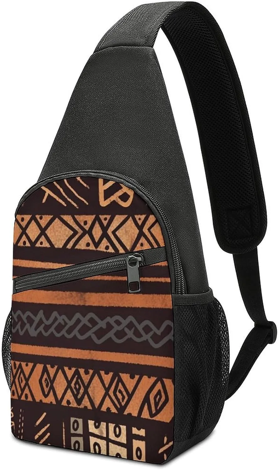 Sling Bags African Mud Cloth Tribal Crossbody Bag for Women Men Cross Body Bag for Travel Hiking Shopping