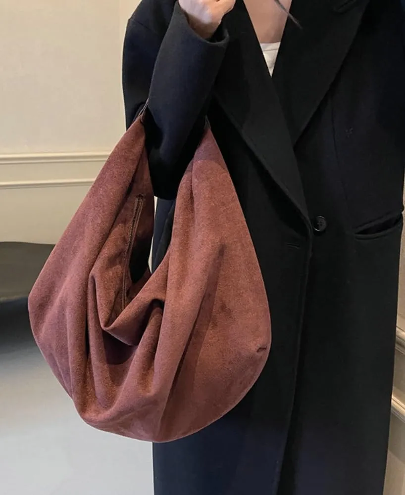 Slouchy Suede Shoulder Bag for Women Large Dumpling Tote Purse Soft Handbags Casual Top Handle Satchel