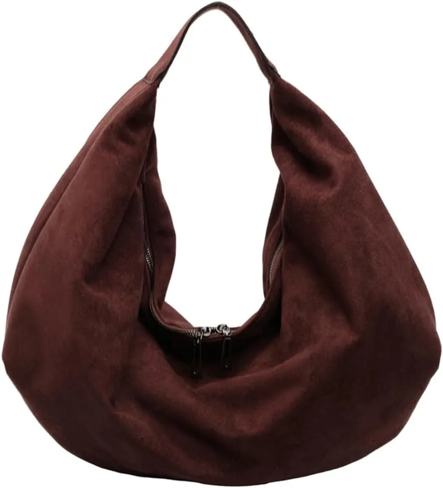 Slouchy Suede Shoulder Bag for Women Large Dumpling Tote Purse Soft Handbags Casual Top Handle Satchel