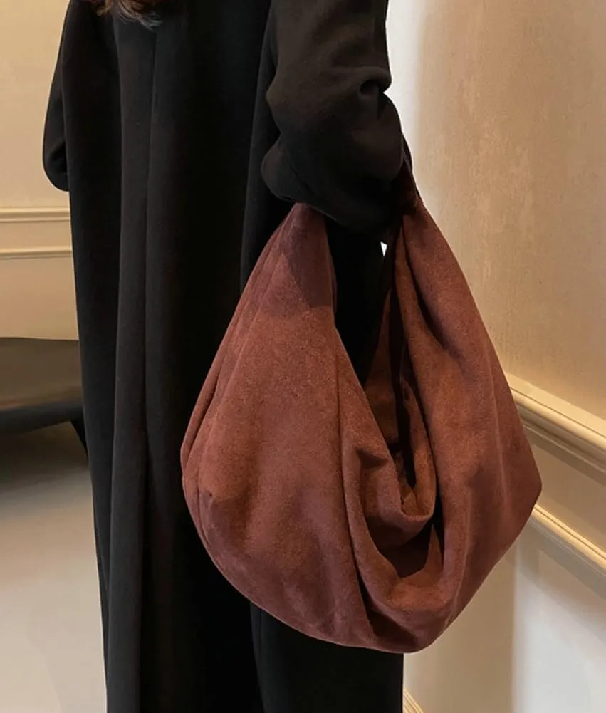 Slouchy Suede Shoulder Bag for Women Large Dumpling Tote Purse Soft Handbags Casual Top Handle Satchel