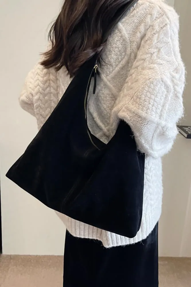 Slouchy Suede Shoulder Bags For Women Underarm Bag Womens Tote Bag Work Purses Crescent Bag Suede Handbag Travel Winter Fall