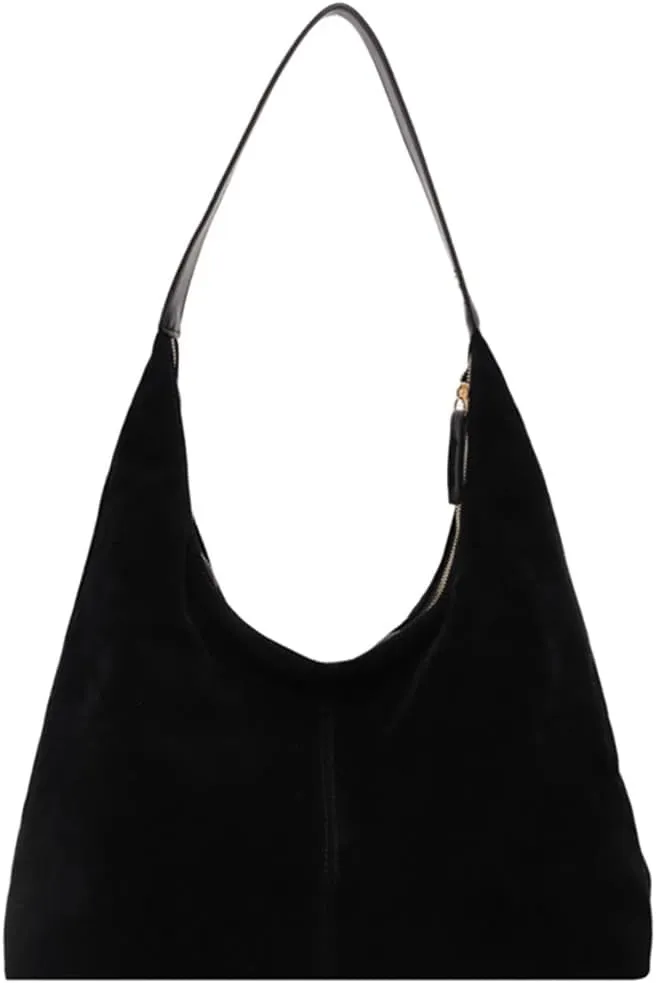 Slouchy Suede Shoulder Bags For Women Underarm Bag Womens Tote Bag Work Purses Crescent Bag Suede Handbag Travel Winter Fall