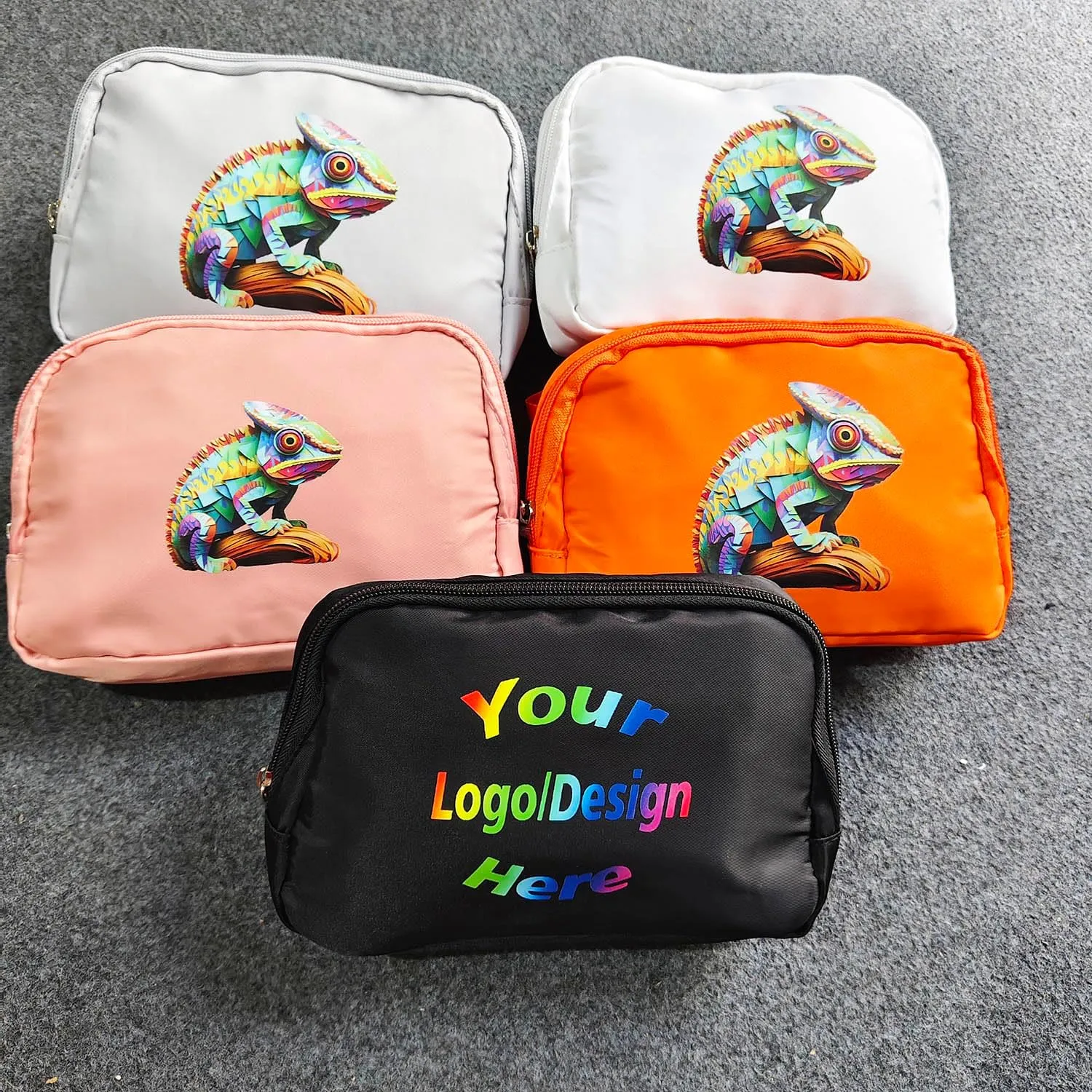 SMALL COLOR Custom Belt Bag Fanny Pack Bag Unisex Personalized Gifts Nylon Waist Bag with Name Text Logo Photo for Workout Running Traveling Hiking (Orange)