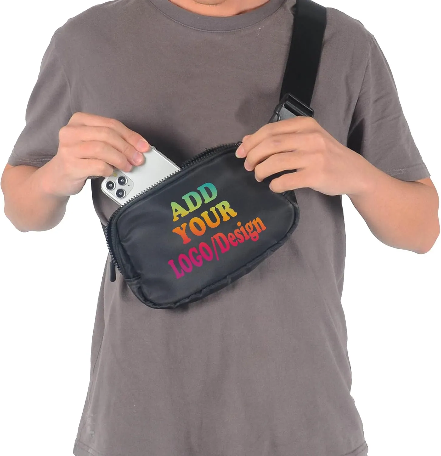 SMALL COLOR Custom Belt Bag Fanny Pack Bag Unisex Personalized Gifts Nylon Waist Bag with Name Text Logo Photo for Workout Running Traveling Hiking (Orange)