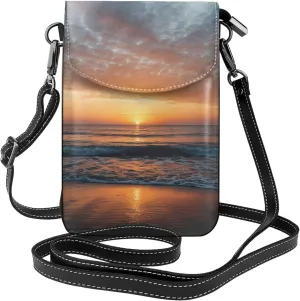 Small Crossbody Bags for Women,Leather Shoulder Bag for Cell Phone Purse with Strap and Gold Bling Printed