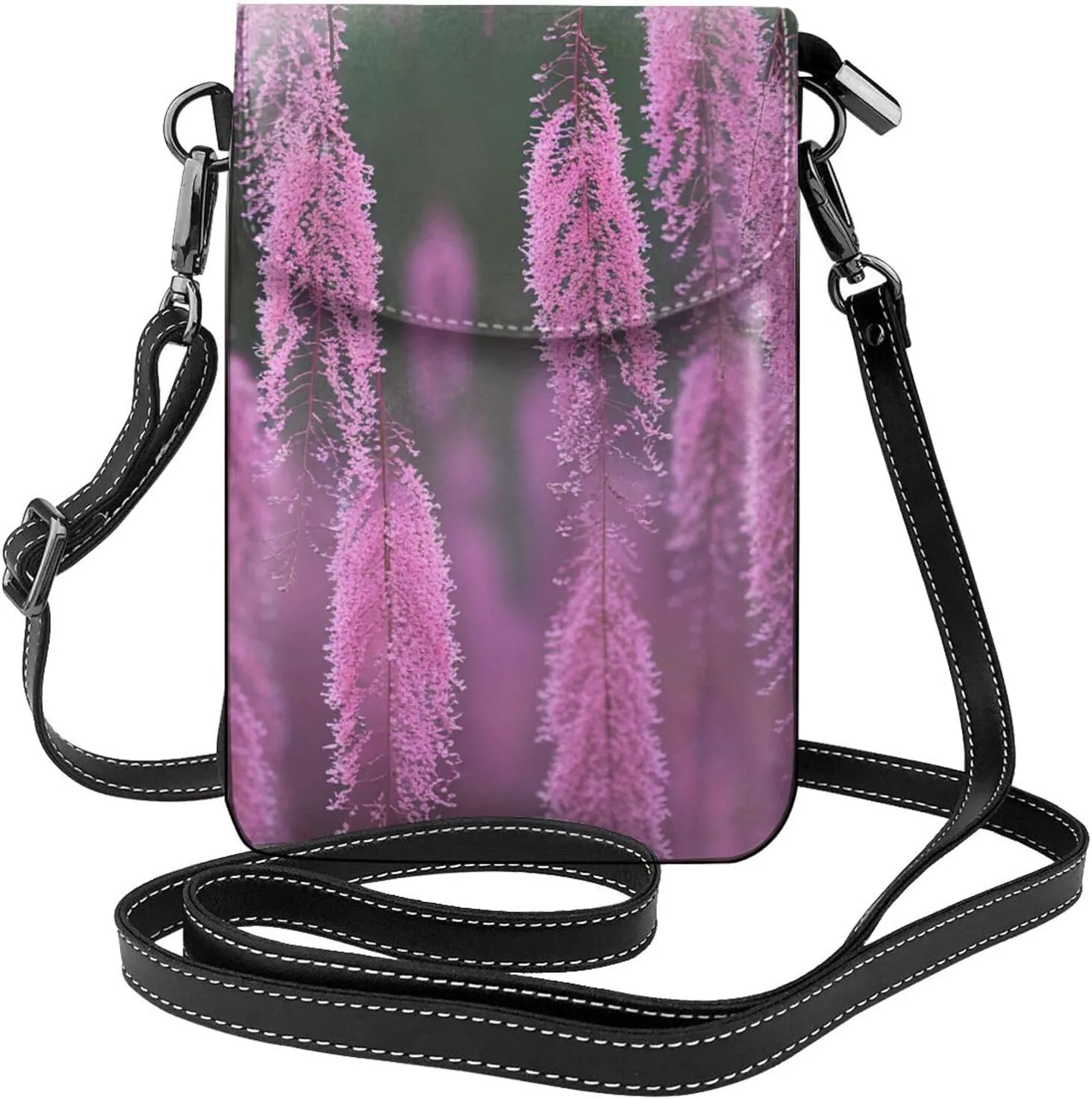 Small Crossbody Bags for Women,Leather Shoulder Bag for Cell Phone Purse with Strap and Rainbow Hearts Printed