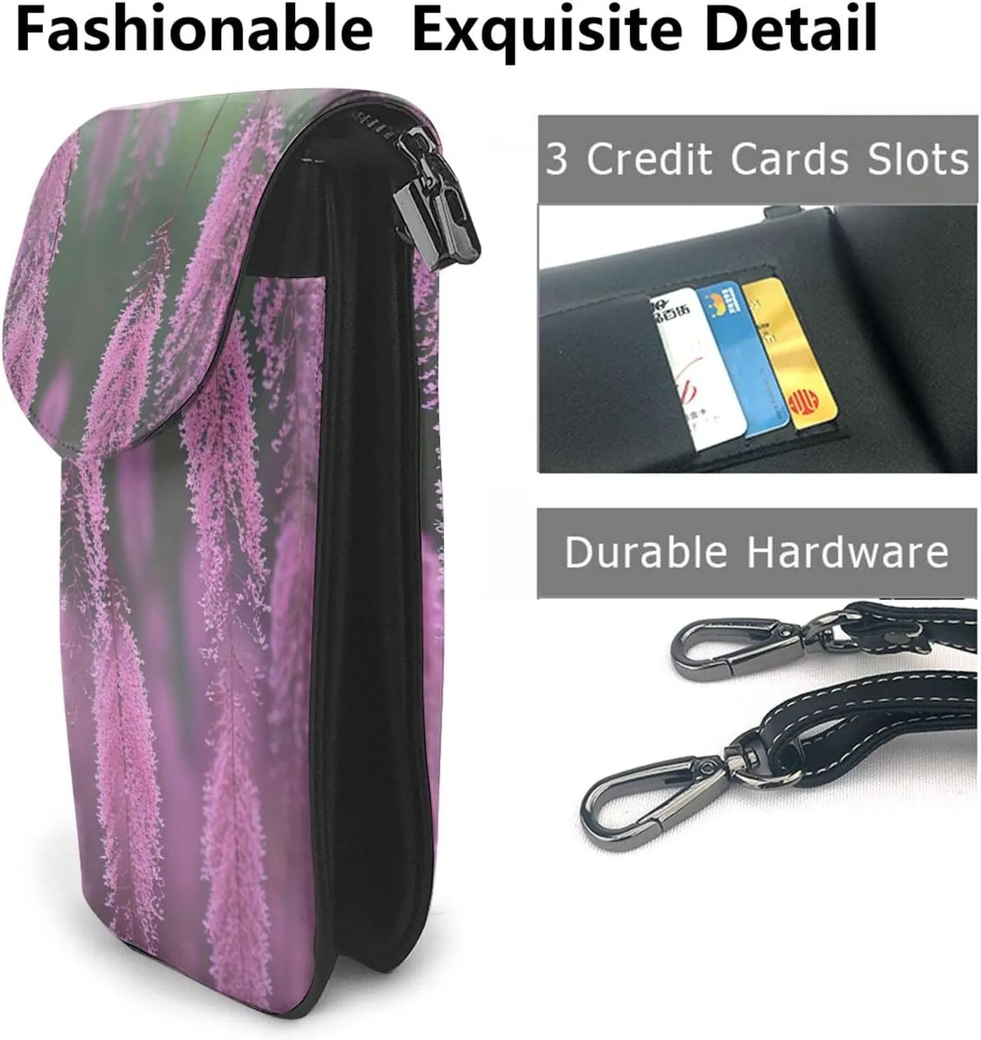 Small Crossbody Bags for Women,Leather Shoulder Bag for Cell Phone Purse with Strap and Rainbow Hearts Printed